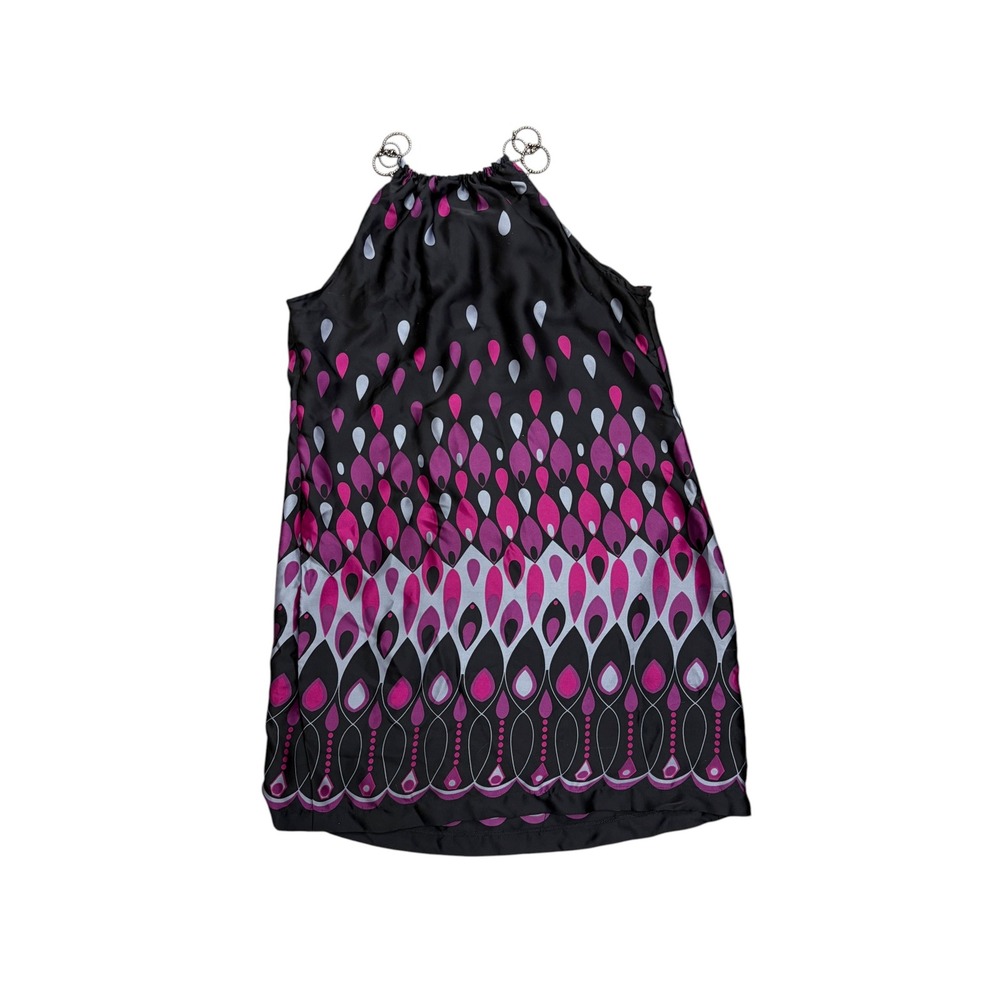 Fredericks of Hollywood Vintage Halter Mini Dress Plum Black Teardrop Large